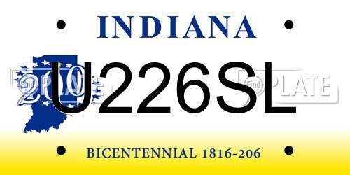 U226SL Indiana License Plate