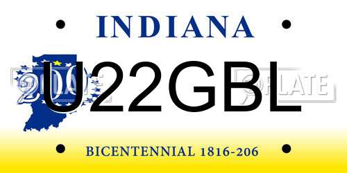U22GBL Indiana License Plate