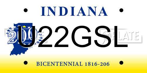 U22GSL Indiana License Plate