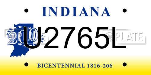 U2765L Indiana License Plate