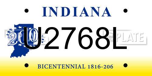 U2768L Indiana License Plate