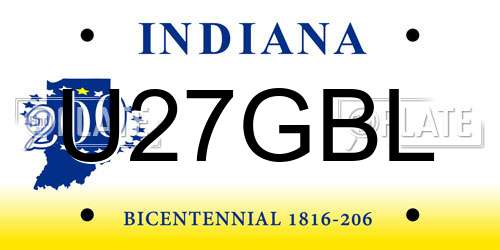 U27GBL Indiana License Plate