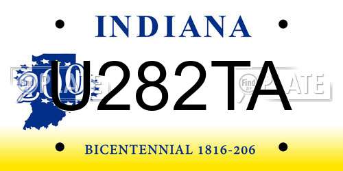 U282TA Indiana License Plate