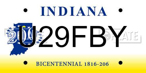 U29FBY Indiana License Plate