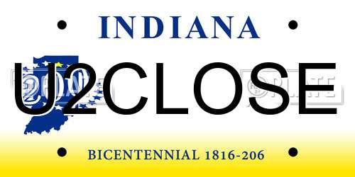 U2CLOSE Indiana License Plate
