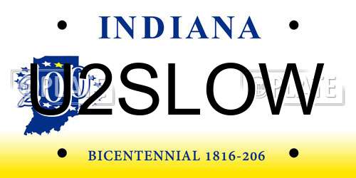U2SLOW Indiana License Plate