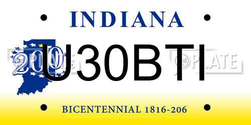 U30BTI Indiana License Plate
