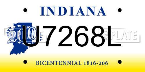 U7268L Indiana License Plate