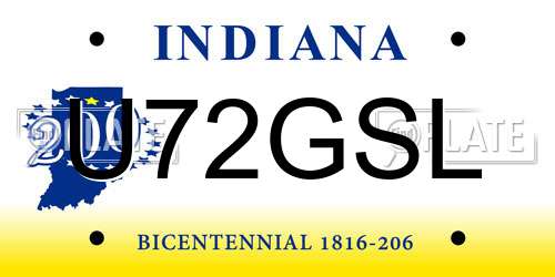 U72GSL Indiana License Plate