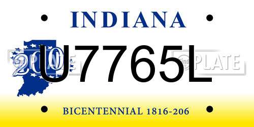 U7765L Indiana License Plate