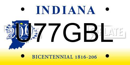 U77GBL Indiana License Plate