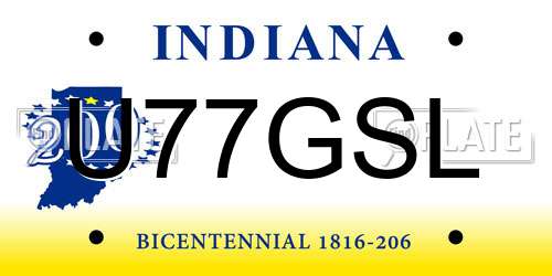 U77GSL Indiana License Plate