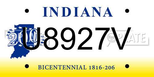 U8927V Indiana License Plate