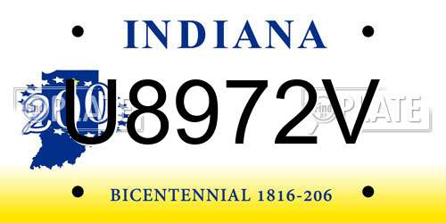 U8972V Indiana License Plate