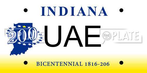 UAE Indiana License Plate