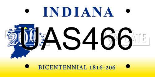 UAS466 Indiana License Plate