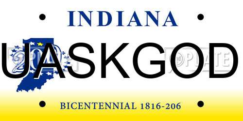 UASKGOD Indiana License Plate