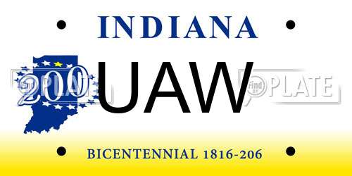 UAW Indiana License Plate