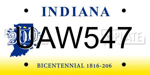 UAW547 Indiana License Plate