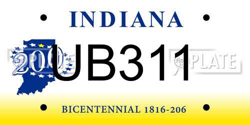 UB311 Indiana License Plate