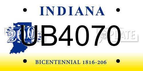 UB4070 Indiana License Plate