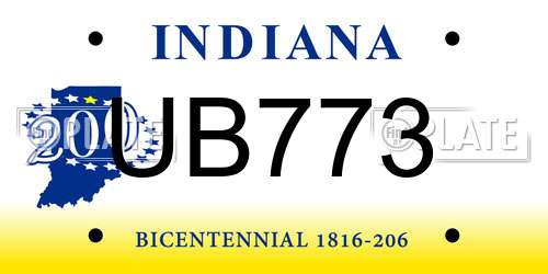 UB773 Indiana License Plate
