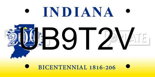 UB9T2V Indiana License Plate