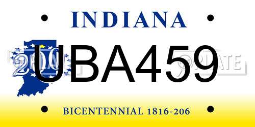 UBA459 Indiana License Plate