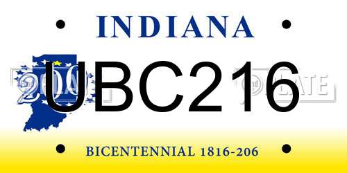 UBC216 Indiana License Plate