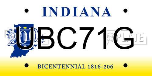 UBC71G Indiana License Plate