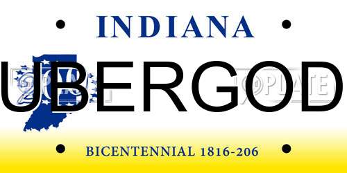 UBERGOD Indiana License Plate