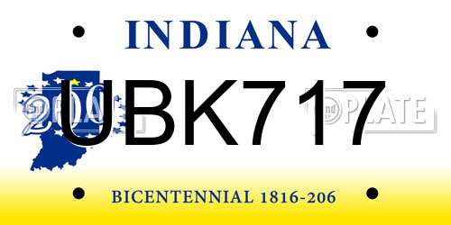 UBK717 Indiana License Plate