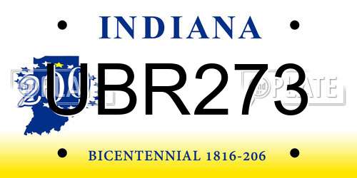 UBR273 Indiana License Plate