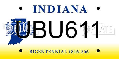 UBU611 Indiana License Plate