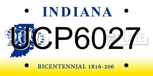 UCP6027 Indiana License Plate
