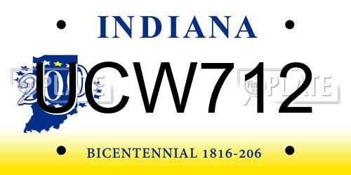 UCW712 Indiana License Plate