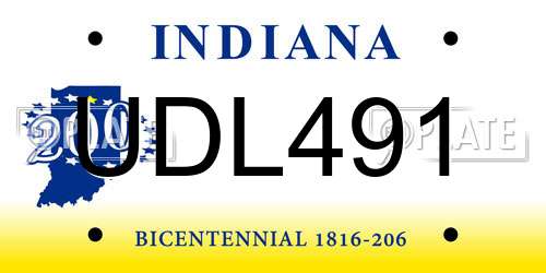 UDL491 Indiana License Plate