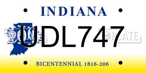 UDL747 Indiana License Plate