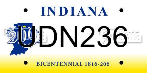 UDN236 Indiana License Plate