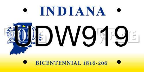 UDW919 Indiana License Plate