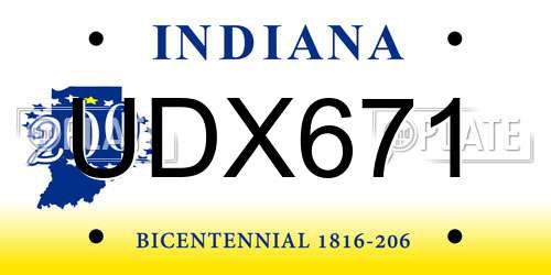 UDX671 Indiana License Plate