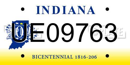 UE09763 Indiana License Plate