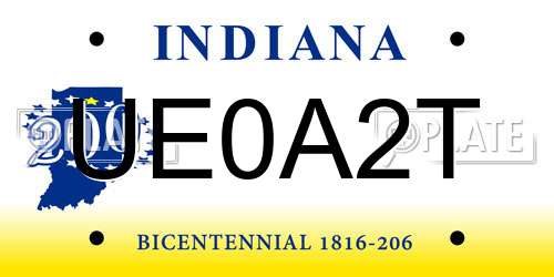 UE0A2T Indiana License Plate