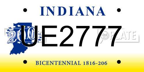 UE2777 Indiana License Plate