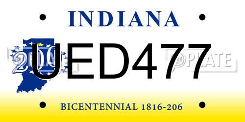UED477 Indiana License Plate