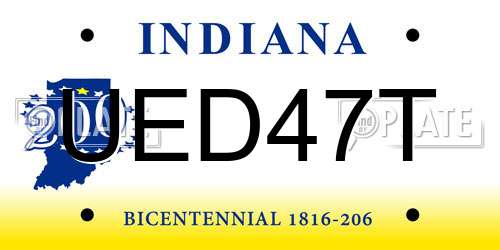 UED47T Indiana License Plate
