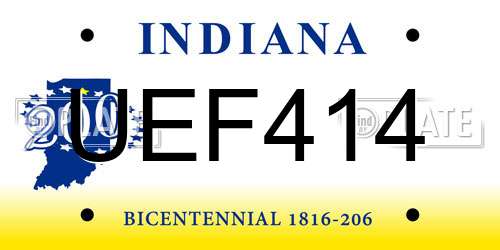 UEF414 Indiana License Plate