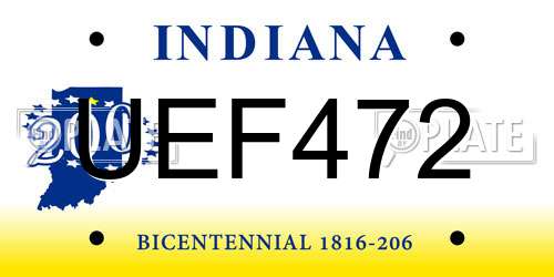 UEF472 Indiana License Plate