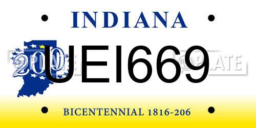 UEI669 Indiana License Plate