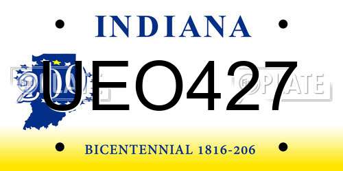 UEO427 Indiana License Plate